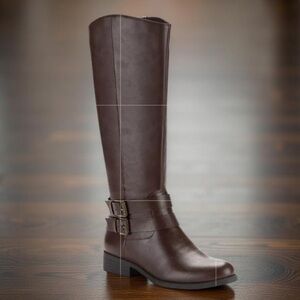 NWOB STYLE & CO Marlee Riding Boots, Rich Brown Size 6.5,buckle detail❤️